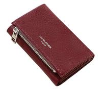 David Jones - Porte-Monnaie Femme Simili Cuir - Porte-Cartes Petit Portefeuille Cuir synthétique PU - Poche à Billets et Pièces - Rouge Bordeaux