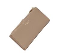 David Jones - Portefeuille Compagnon Femme Simili Cuir - Porte-Cartes Long Porte-Monnaie Cuir synthétique PU - Poche à Billets et Pièces - Marron Taupe