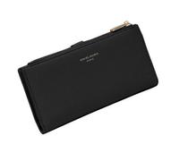 David Jones - Portefeuille Compagnon Femme Simili Cuir PU - Porte-Cartes Long Porte-Monnaie - Poche à Billets et Pièces - Noir