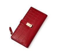 David Jones - Portefeuille Compagnon Grande Capacité Femme - Porte-Monnaie Long Simili Cuir PU - Porte-Cartes Plusieurs Compartiments - Elégant Tendance - Rouge