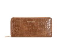 David Jones Portefeuille Femme Long, Similicuir Effet Croco, 3 Compartiments, 10 emplacements Cartes, Fermeture zippée (Cocoa Brown)