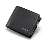 David Jones - Portefeuille Homme Simili Cuir - Porte-Cartes Porte-Monnaie Cuir synthétique Lisse - Poche à Billets et Pièces - Noir