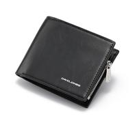 David Jones - Portefeuille Homme Simili Cuir - Porte-Cartes Porte-Monnaie Cuir synthétique Lisse - Poche à Billets et Pièces - Noir
