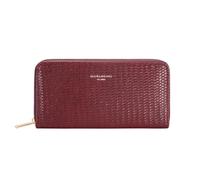 David Jones Portefeuille Long Femme, Similicuir, 3 Compartiments Billets, Poche Intérieure Zippée, Plusieurs emplacements Cartes (Effet Tressé - Dark Bordeaux)