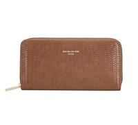 David Jones Portefeuille Long Femme, Similicuir, 3 Compartiments Billets, Poche Intérieure Zippée, Plusieurs emplacements Cartes (Effet Tressé - Red Mud)