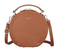 David Jones - Sac à Main Bandoulière Rond Femme - Porté Epaule Cuir PU Rigide - Besace avec Poignée Pochette Croisé Travers - Ville Mode Tendance Elégant Mignon Décontracté - Marron Camel