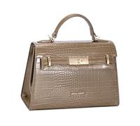 David Jones - Sac à main Femme Similicuir Croco - Porté main Taille Moyenne - 2 Compartiments - Chic Classique Soirée Ville Weekend (Warm Taupe)