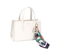 David Jones - Sac à main Femme Ville - Porté main Similicuir lisse PU - Accessoire Foulard - Taille Moyenne - Pratique chic classique été élégant (Coconut Cream)