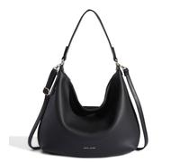 David Jones - Sac à Main Hobo Porté Epaule Femme - Cabas Fourre-Tout Simili Cuir Souple - Sac à Bandoulière Anse Longue - Sac Shopping Grande Taille Classique Pratique - Noir