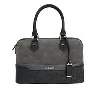 David Jones - Sac à Main Polochon Bowling Femme - Sac Multicolore à Bandes Cuir PU Nubuck Paillette - Cabas Fourre-Tout Porté Epaule Bandoulière - Sac Ville Chic Elegant Mode Dame Fille - Gris