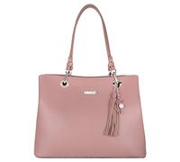 David Jones - Sac à Main Porté Epaule Femme - Cabas Fourre-Tout Cuir PU Souple Grande Capacité - Tote Shopper Bag Large Sac Shopping Anses Longues - Plusieurs Compartiments Poches Mode - Rose