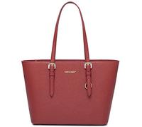 David Jones - Sac à Main Shopping Femme - Cabas Fourre-Tout Porté Epaule Cuir PU Anse Longue - Shopper Capacité Taille Moyenne Cours Travail - Sac Ville Elégant - Rouge