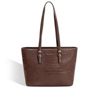 David Jones - Sac à Main Shopping Femme Crocodile - Cabas Fourre-Tout Porté Epaule Cuir PU Anse Longue - Shopper Capacité A4 Taille Moyenne Cours Travail - Sac Ville Elégant Chic - Marron