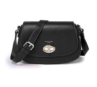 David Jones - Sac Bandoulière Femme - Besace Sac à Main Porté Epaule Croisé Simili Cuir PU - Pochette Sacoche à Rabat Tourniquet - Sac Ville Elégant Téléphone Travail Voyage Soirée Mode - Noir