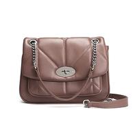 David Jones - Sac Bandoulière Matelassé Femme - Sac à Main Chaînes Porté Epaule Simili Cuir PU - Besace Rabat Tourniquet Pochette Cartable Taille Moyenne - Sac Elegant Mode Tendance Chic - Rose