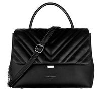 David Jones - Sac Bandoulière Rabat Matelassé Chevron Femme - Cuir PU - Taille Moyenne - Elegant - Noir