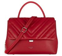 David Jones - Sac Bandoulière Rabat Matelassé Chevron Femme - Sac à Main Cuir PU Porté Epaule - Besace Pochette Forme Cartable Poignée Chaînes Taille Moyenne - Sac Elegant Mode Tendance Chic - Rouge