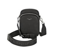 David Jones - Sac Bandoulière Téléphone Portable - Petite Sacoche Femme - Pochette Portefeuille Porté Epaule - Mini Sac en Nylon - Ville Travail Voyage Sport Soirée - Noir