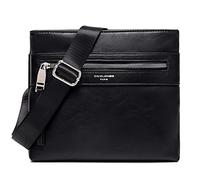 David Jones - Sacoche Homme - Sac Bandoulière Porté Epaule Croisé Travers Similicuir - Pochette Besace Messenger Multipoche Travail Affaires Business - Bourse Rétro Classique - Noir