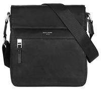 David Jones - Sacoche Homme Style Cuir Véritable - Sac Bandoulière Porté Epaule Croisé Travers - Pochette Besace Messenger Multipoche Travail Affaires Business - Bourse Rétro Classique, Noir avec
