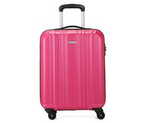 David Jones - Valise Cabine Coque Rigide Légère Matière ABS - Bagage à Main Avion 55x40x20 - Trolley 4 Roues Fermeture Serrure TSA - Sac Voyage Ryanair Easyjet - Rose Fuchsia