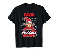David Makes Christmas Magic Nom David GNOME T-Shirt Graphique avec Valeur, Homme, Noir, L