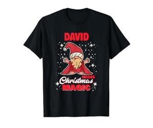 David Makes Christmas Magic Nom David GNOME T-Shirt Graphique avec Valeur, Homme, Noir, XL