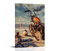 David Mann Biker Poster nostalgique en forme de moto - Peinture décorative sur toile - Pour salon, chambre à coucher - Impression d'image moderne - Décoration de chambre familiale - 40 x 60 cm