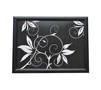 David Mason Design Vivienne Black White Floral Design Lap Tray, Laptray avec Coussin, Plateau rembourré, IT07296