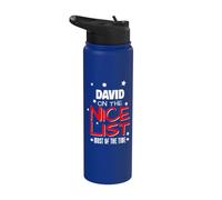 David On The Nice List Nom de Noël amusant David Stainless Steel Insulated Water Bottle