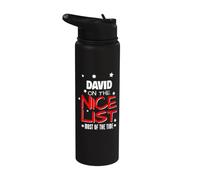 David On The Nice List Nom de Noël amusant David Stainless Steel Insulated Water Bottle