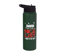 David On The Nice List Nom de Noël amusant David Stainless Steel Insulated Water Bottle