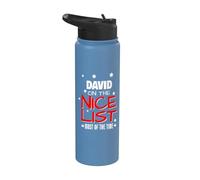 David On The Nice List Nom de Noël amusant David Stainless Steel Insulated Water Bottle