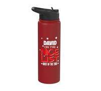 David On The Nice List Nom de Noël amusant David Stainless Steel Insulated Water Bottle