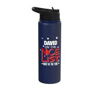 David On The Nice List Nom de Noël amusant David Stainless Steel Insulated Water Bottle