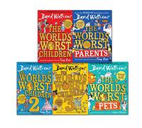 David Walliams World's Worst Series 5 Books Collection Set (pires parents, animaux et enfants)