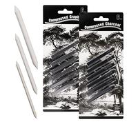 DAVIDJAMESCLARKE Lot de 12 bâtons en graphite avec 3 estompes, carrés de charbon compressé pour le bricolage, le dessin, les croquis, l'ombrage, les débutants et les artistes