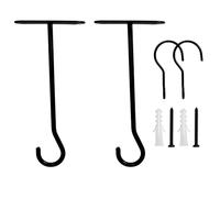 DAVIDJAMESCLARKE Lot de 2 Crochets de Plafond Suspension Murale en Métal avec 4pcs Vis et Tube d'Expansion, 2pcs Crochets en Métal pour Lanternes, Pots de Fleurs, Carillons à Vent (Noir)