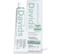 Davids Dentifrice naturel Nano Hydroxyapaite pour sensibilité, menthe poivrée, sans fluorure, sans SLS, émail reminéralisé, blanchiment doux, presse-dentifrice inclus, tube en métal recyclable, 145 g