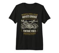 David's Garage Vintage Moto Design Vieilli T-Shirt Haut de Gamme