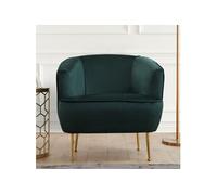 DAVIS - Fauteuil velours vert - pieds dorés