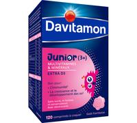 Davitamon Junior Multivitamines +3 Ans Goût Framboise 120 Comprimés À Croquer
