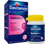 Davitamon Junior Multivitamines +3 Ans Goût Framboise 60 Comprimés À Croquer