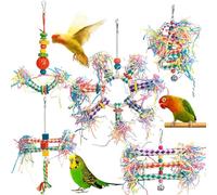 Davivian Jouets à Déchiqueter pour Perroquets, 5 Jouets Éducatifs Naturels pour Oiseaux, De Démantèlement pour Perruches, Accessoires d'escalade pour Perroquets (Calopsittes, Aras, Conures)