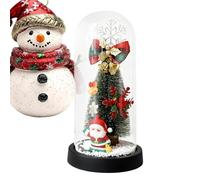 Davivian Lampe de Nuit de Noël, Éclairage d'Ambiance Festive en Verre, Veilleuses De Table Avec Ornements Sous Dôme En Verre, pour la Chambre la Table l'Étagère les Casiers les Bibliothèques et