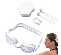 Davivian Lunettes Anti-Buée,Lunettes De Plage Pince Nasale Bouchons d'Oreilles Ensemble - Vision Large Sangle Réglable Équipement Pour Apprendre À Nager Avec Étui Pour Femmes Hommes Piscine Mer