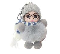 Davivian Porte-clés de mignon, porte-clés de pour femmes,Porte-clés mignon de en peluche | Joli pendentif de aux grands yeux, portant des lunettes, une écharpe, un chapeau