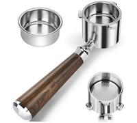 Davonpha Porte-filtre Sans Fond 51mm à 3 Oreilles pour De'Longhi La Specialista EC9335 EC9155 EC9355 EC9665, Acier Inox 304 et Poignée en Palisandre Noir, avec Panier Filtre