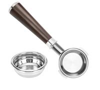 Davonpha Porte-filtre Sans Fond 58mm pour Tête de Groupe E61, Flair 58, Rocket, ECM, Lelit, en Acier Inox 304 et Poignée en Bois d'Ébène Noir, avec Panier de Précision 18g