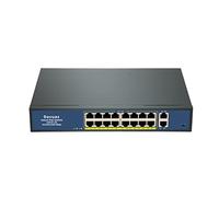 Davuaz Commutateur PoE Gigabit avec 16 Ports POE+ et 2 Ports Uplink Gigabit, Conforme à la Norme IEEE802.3af/at, jusqu'à 250W, Design métallique, commutateur Power Over Ethernet Non administré